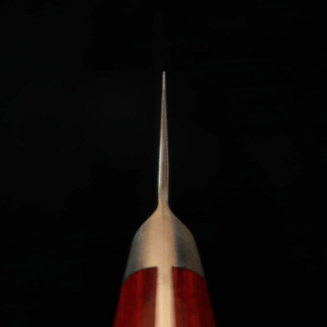 ISHIDUCHI Ishiduchi, gyuto kiritsuke, Aogami Super, martillado, mango de laminado rojo (210 mm)