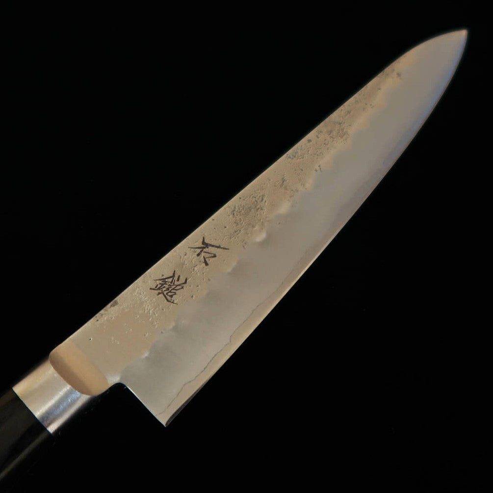 ISHIDUCHI Ishiduchi petit couteau, acier Gingami n°3, finition satinée « nashiji », manche en contreplaqué noir (135 mm)