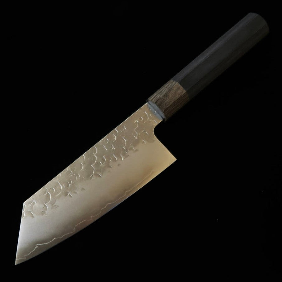 HADO Shiosai – SG2, martelé, virole grise, manche en contreplaqué noir, petit bunka (135 mm)