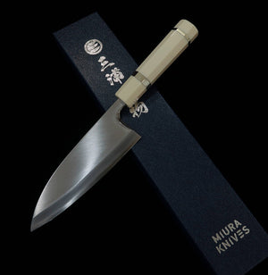 Miura Deba, Left-Handed, Ginsan, Wood Grain Finish, Corian Handle (165mm)