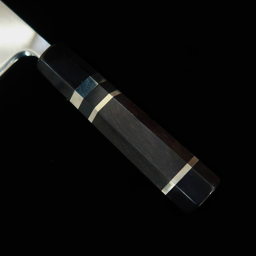 三浦MIURA 出刃 左利き用 銀紙三号 木砥仕上げ 黒檀銀巻柄（150mm）