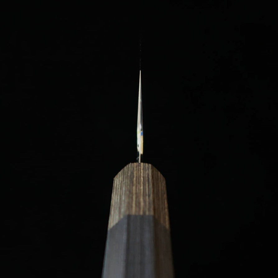 HADO Shiosai – SG2, martelé, virole grise, manche en contreplaqué noir, petit bunka (135 mm)