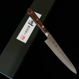 石鎚ISHIDUCHI ペティ 銀紙三号 梨地 焦茶合板柄（135mm）