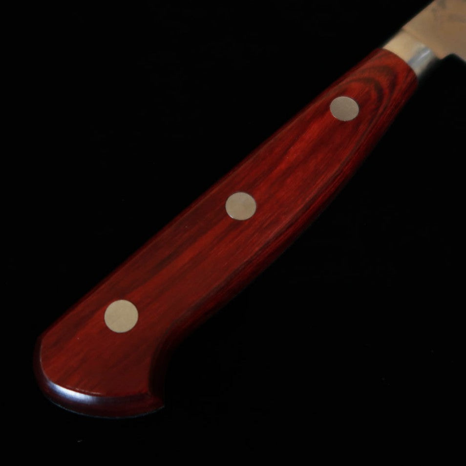 ISHIDUCHI Ishiduchi Sujihiki, aço Gin-3, acabamento nashiji, cabo laminado vermelho (240/270 mm)