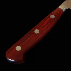 ISHIDUCHI Ishiduchi Sujihiki, aço Gin-3, acabamento nashiji, cabo laminado vermelho (240/270 mm)