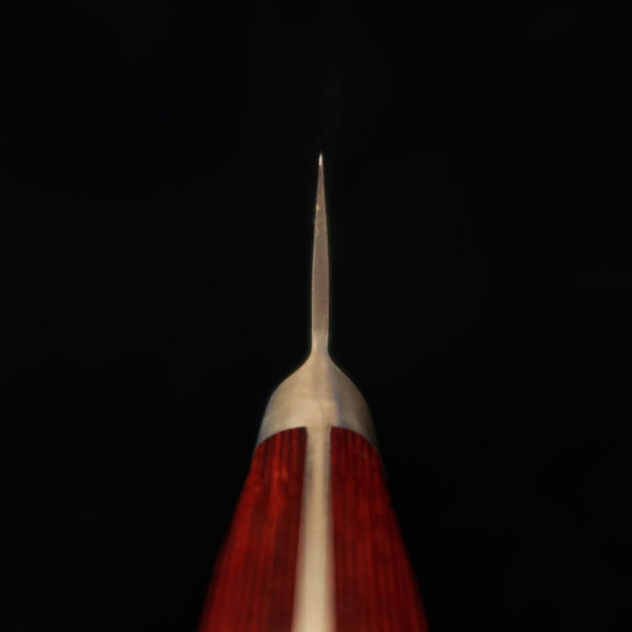 ISHIDUCHI Ishiduchi Sujihiki, aço Gin-3, acabamento nashiji, cabo laminado vermelho (240/270 mm)