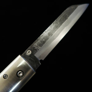 Takeda Hamono TAKEDA Bitchū forge à la main par Inagaki, couteau pliant liner lock A, bois de cerf Ezoshika, acier Hitachi Aogami Super (85 mm)
