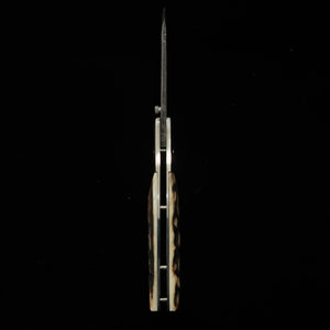Takeda Hamono TAKEDA Bitchū forge à la main par Inagaki, couteau pliant liner lock A, bois de cerf Ezoshika, acier Hitachi Aogami Super (85 mm)