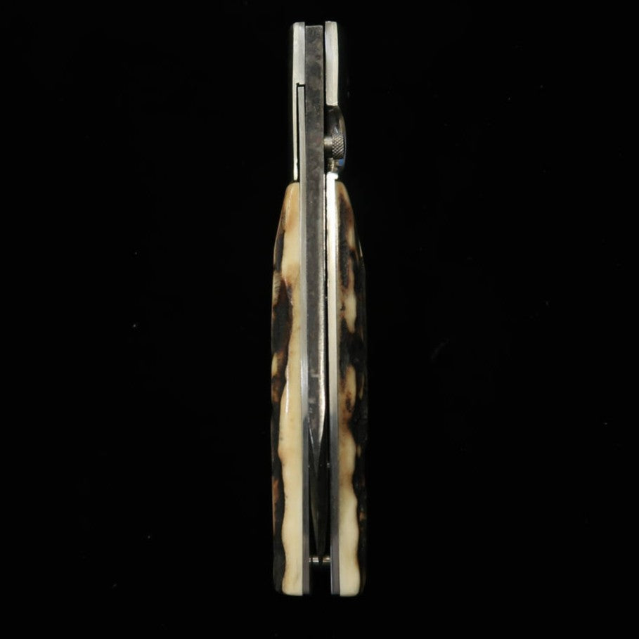 Cuchillo plegable Liner Lock Takeda (TAKEDA), forjado a mano en Bitchū por Inagaki, tipo A, asta de ciervo Ezoshika, acero Hitachi Aogami Super (85 mm)