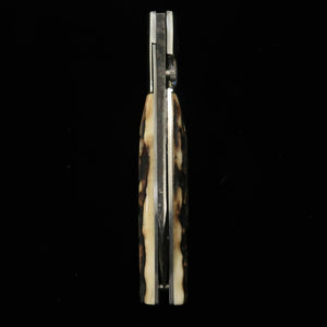 Takeda Hamono TAKEDA Bitchū forge à la main par Inagaki, couteau pliant liner lock A, bois de cerf Ezoshika, acier Hitachi Aogami Super (85 mm)