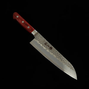 MIURA Santoku AUS8 Padrão martelado Cabo laminado vermelho (180mm)
