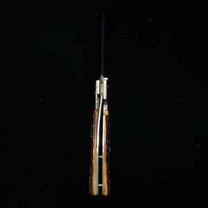 TAKEDA Hamono forja manual Bitchū obra de Inagaki navaja plegable liner lock B asta de ciervo india teñida bolster especial acero Hitachi Aogami Super