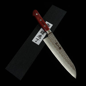 Miura MIURA Santoku AUS8 martillado, mango laminado rojo (180 mm)
