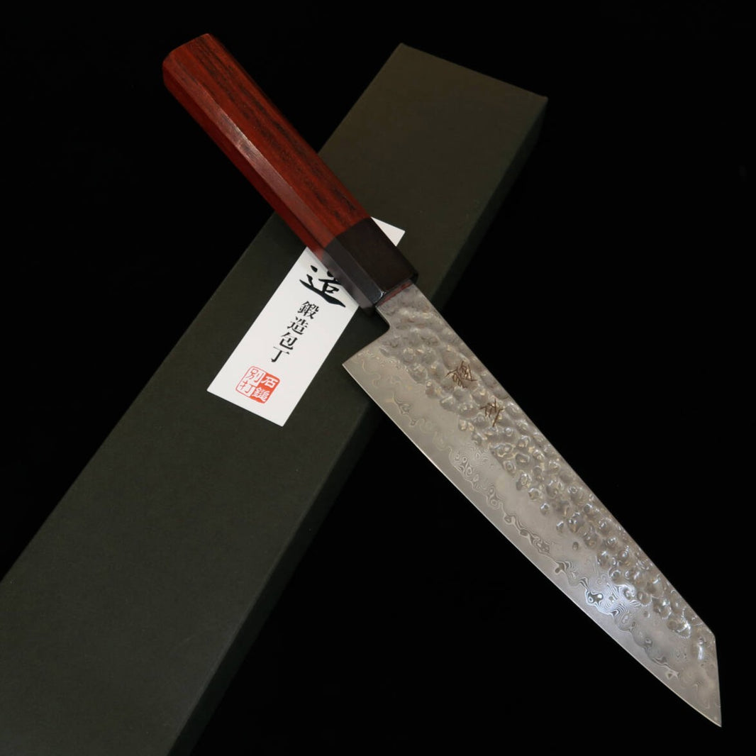 ISHIDUCHI Ishiduchi Kiritsuke VG10, damasco 67 camadas, cabo octogonal em rosewood com colarinho em ébano preto (180 mm)