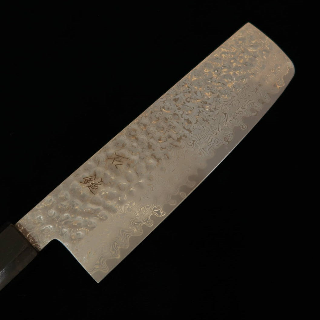 ISHIDUCHI – Nakiri VG10, damas 67 couches, virole ébène noire, manche octogonal rose (165 mm)