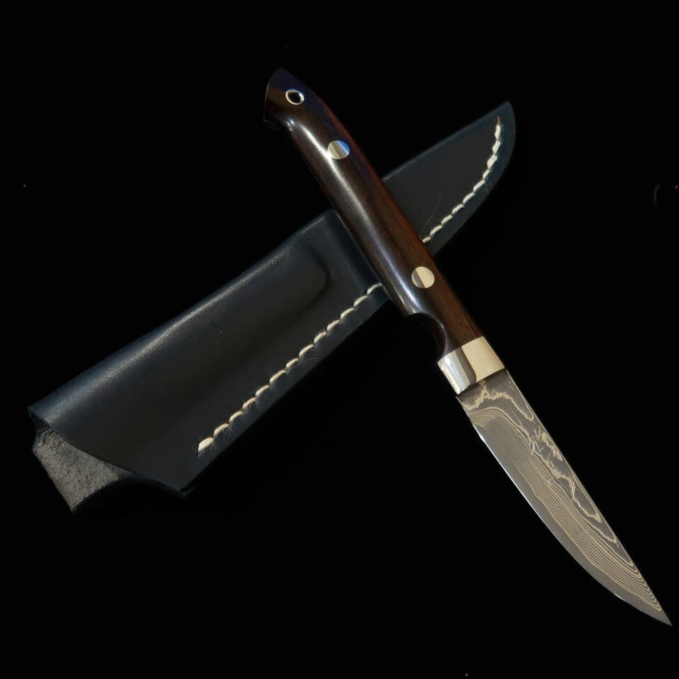 YUTA KATAYAMA "Kawasemi" Straight VG10 Damasco de Níquel Ironwood (73mm)