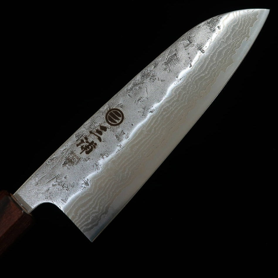 Miura Santoku, Swedish Steel, Saisted Damascus Finish, with Keyaki Octagonal Handle (165mm)