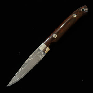 Yuta Katayama "Kawasemi" Caper VG10 Nickel Damascus Ironwood (73mm)