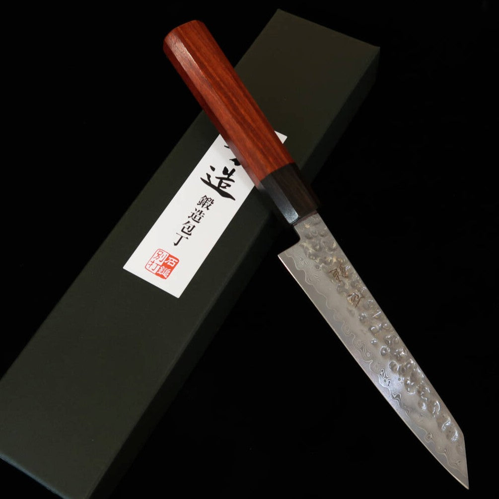 ISHIDUCHI petty kiritsuke VG10, Damasco 67 camadas, cabo octogonal em rosewood com reforço em ébano preto (145 mm)