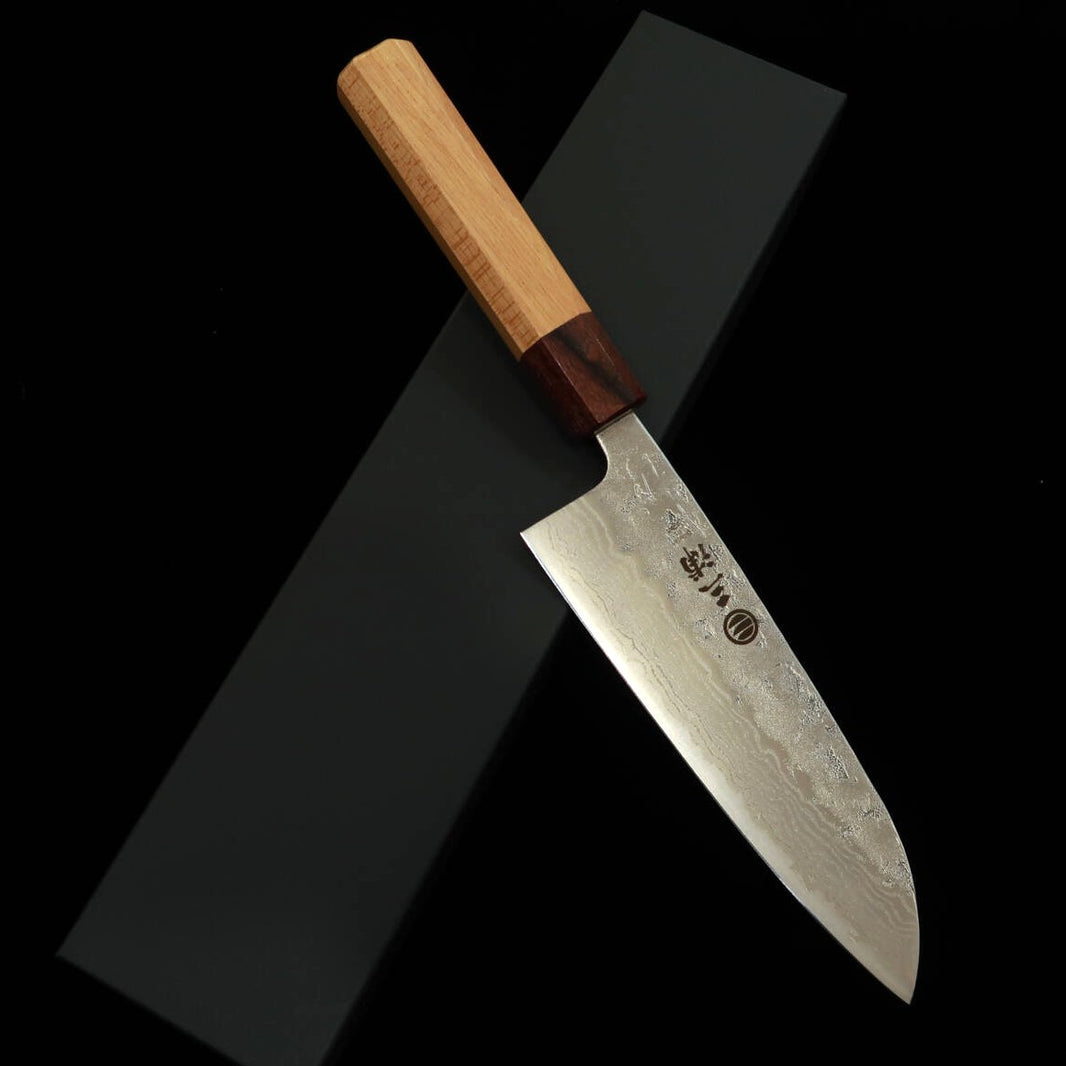 Miura Santoku, Swedish Steel, Saisted Damascus Finish, with Zalkova Octagonal Handle (165mm)