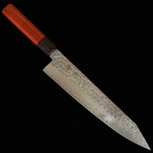ISHIDUCHI Ishiduchi – Gyuto kiritsuke VG10, damas 67 couches, manche octogonal en bois de rose, virole ébène noire (210 mm)