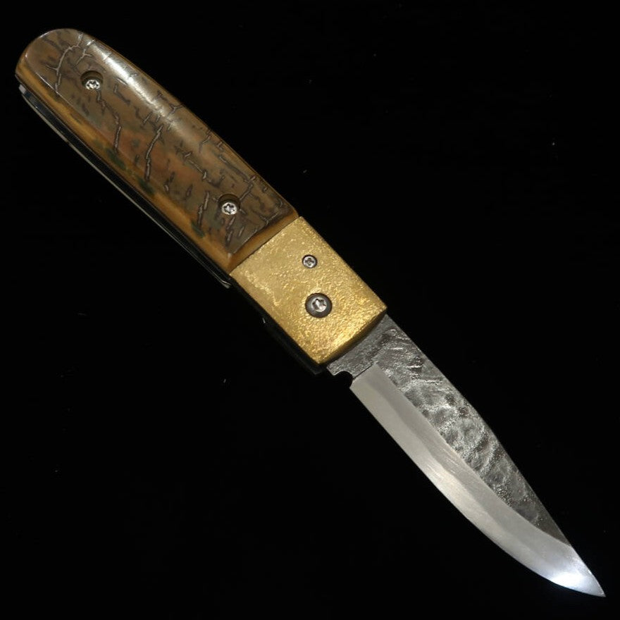 武田刃物TAKEDA　備中手打ち鍛冶　稲垣作　備中型　ライナーロックフォルダー　B　マンモス　日立青紙スーパー鋼（75mm）