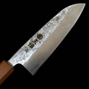 MIURA Santoku Acier suédois Finition Nashiji Damas Manche octogonal laqué (165 mm)