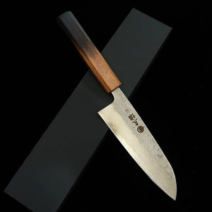MIURA Santoku Acier suédois Finition Nashiji Damas Manche octogonal laqué (165 mm)