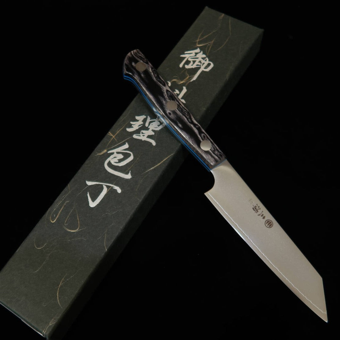 三浦MIURA 切付ペティ SLD 黒合板柄 カラーライン（120mm）