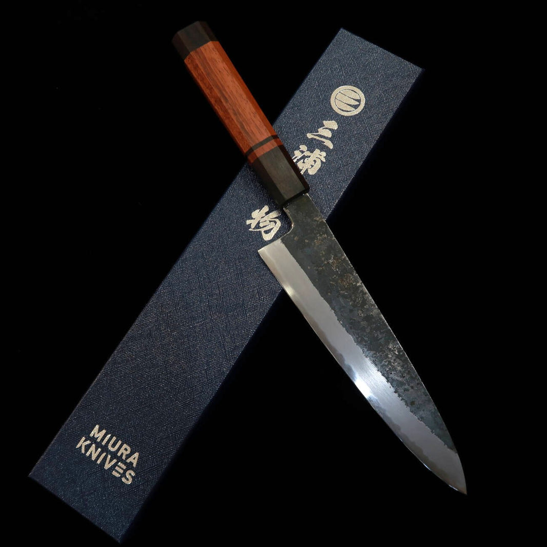 MIURA Itadaki Gyuto, Shirogami No. 2, Kurouchi, Bubinga Handle (210mm)
