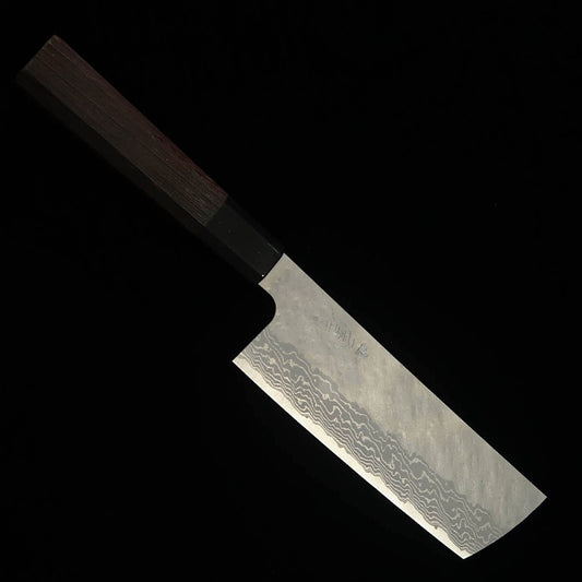 二唐刃物鍛錬所NIGARA 先丸菜切 VG10 槌目ダマスカス ウェンジ柄（165mm）