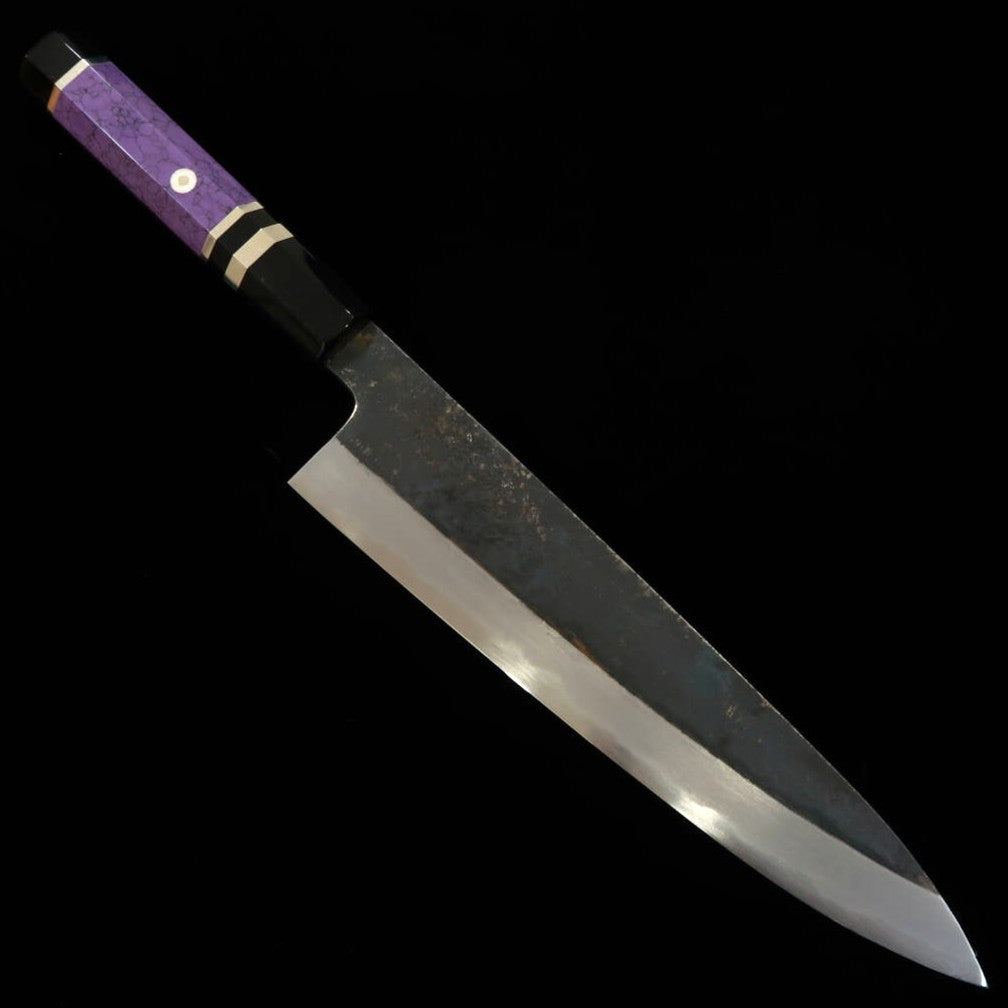 MIURA Itadaki Gyuto Aço Branco nº 2 Acabamento Negro Cabo Customizado (240mm)