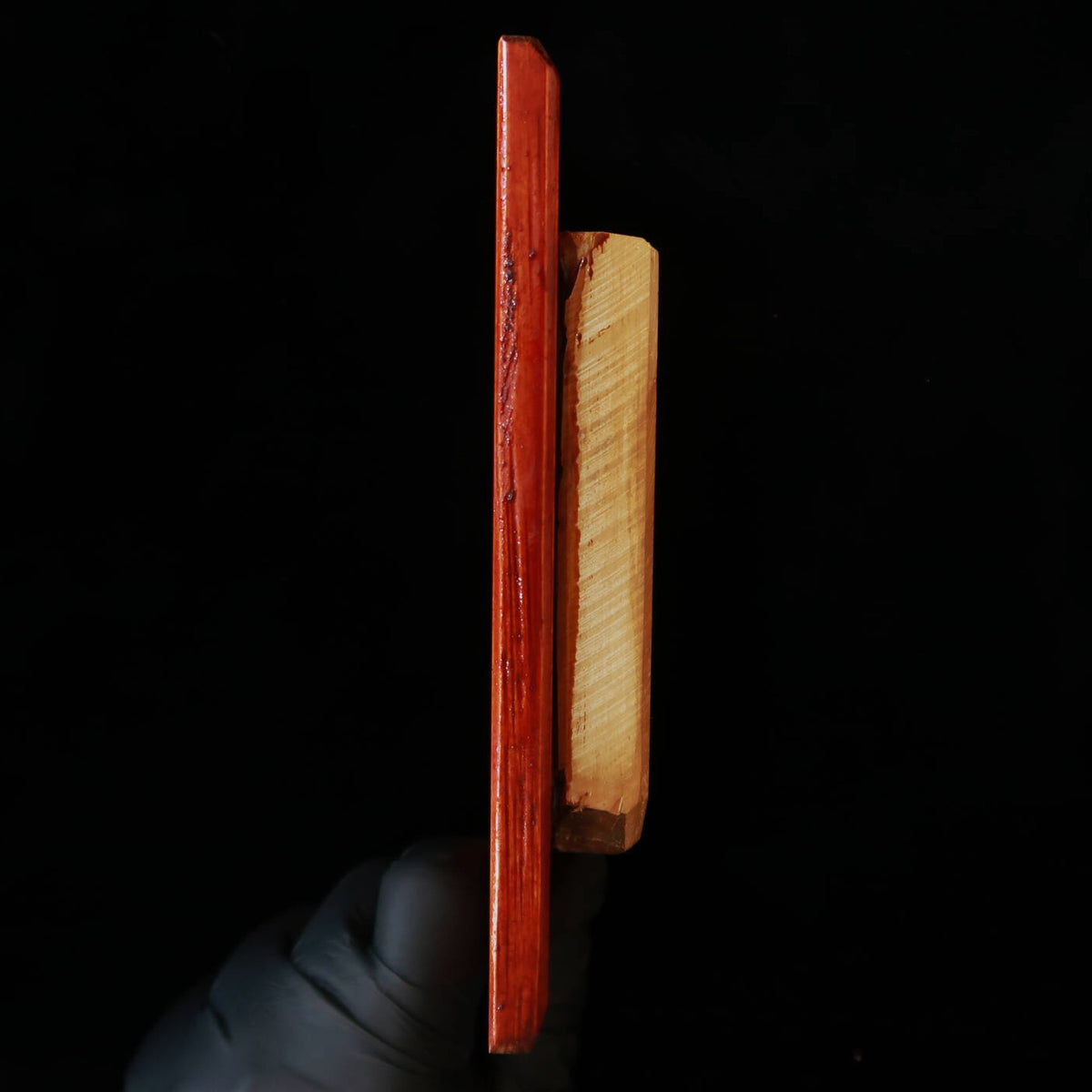 天然砥石　奥殿 合砥 コッパ 台付き 53×112×17mm
