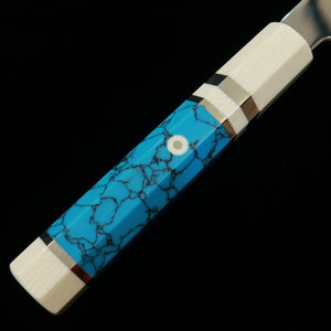Miura Obidama Single-Edged Gyuto, Ginsan, Mirror Finish, Turquoise Custom Handle (240mm)