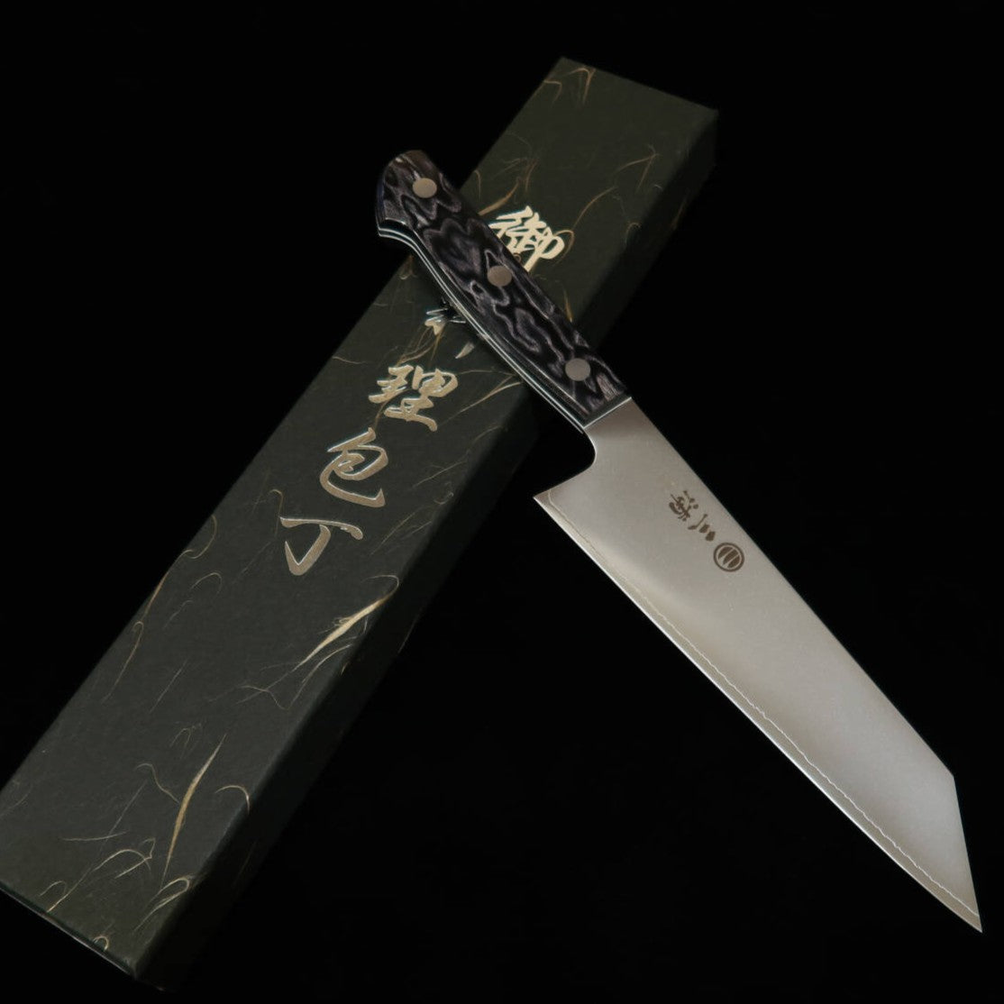 三浦MIURA 切付三徳 SLD 黒合板柄 カラーライン（180mm）