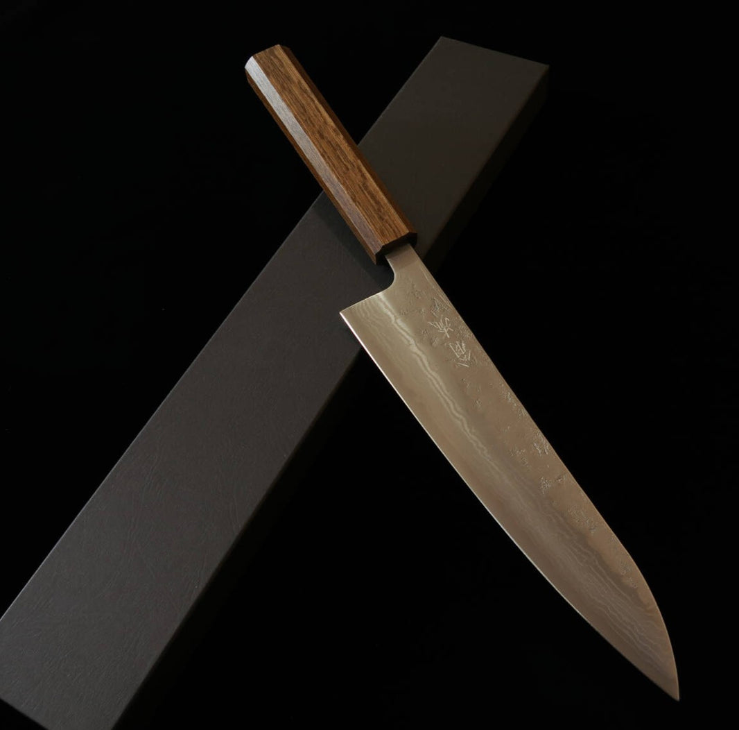 HADO HADO Okina-ryu Gyuto acero sueco acabado washi mango de roble negro (210 mm)