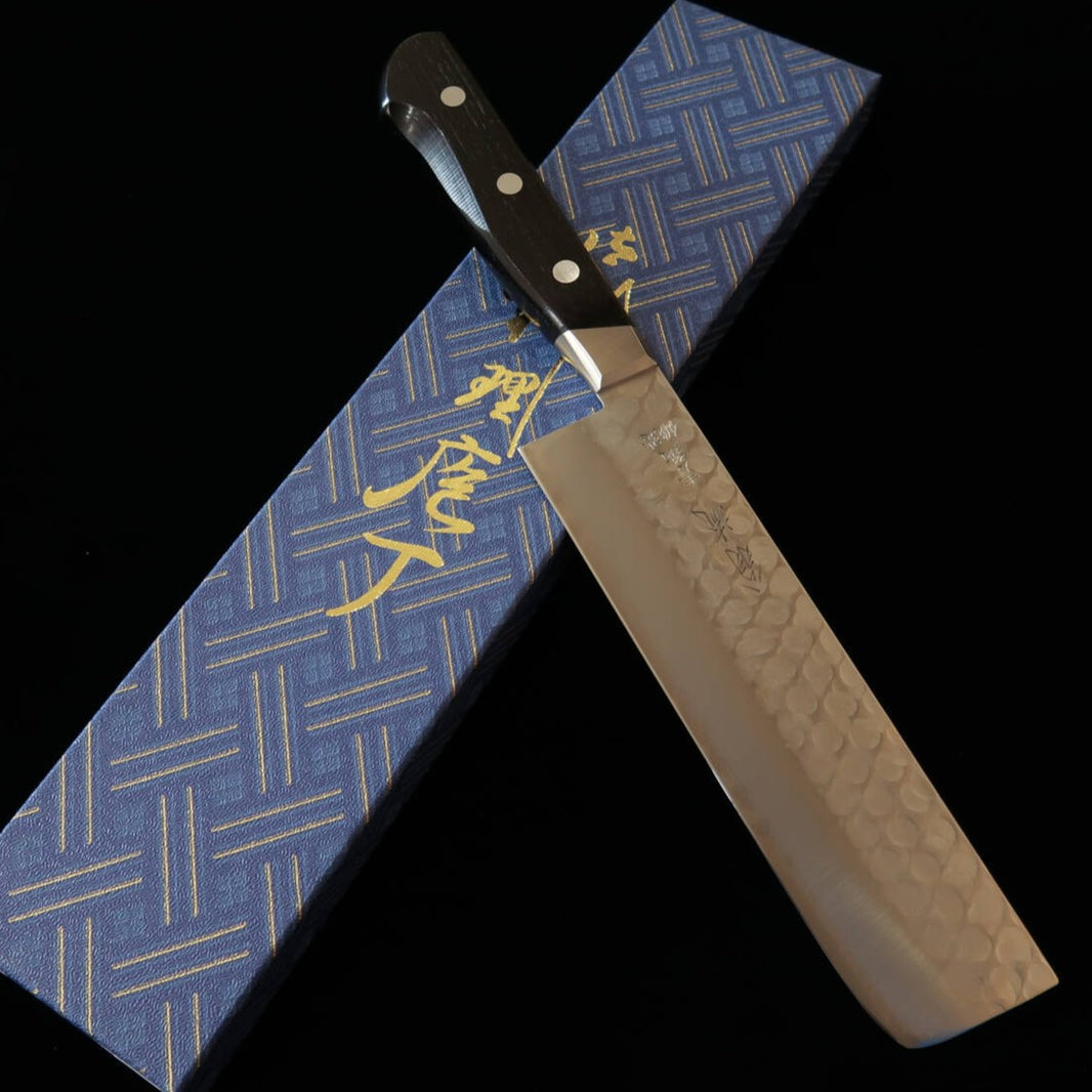 HADO Hado Bado nakiri acabado nacarado Aogami mango negro con virola (165 mm)