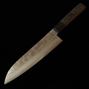 HIGUCHI Higuchi, santoku VG10, damas 8 couches, finition nashiji, manche en contreplaqué gris (180 mm)