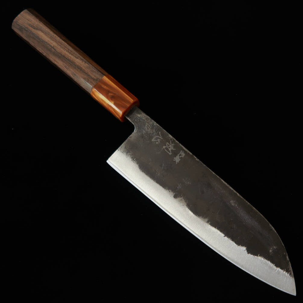 初心 HATSUKOKORO 黒鉄 三徳 青紙二号 黒打 黒檀八角柄樹脂口輪 （165mm）