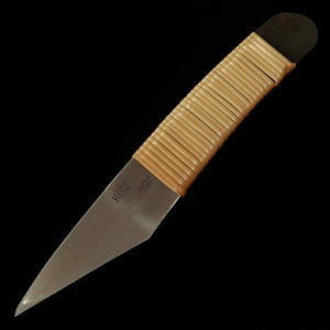 Couteau kiridashi, Aogami Super, forme pistolet, manche en rotin enroulé (30 mm)