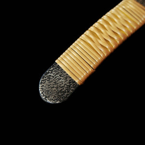 Couteau kiridashi, Aogami Super, forme pistolet, manche en rotin enroulé (30 mm)