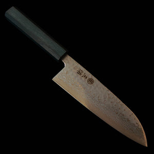 MIURA Miura Santoku Aço Gingami #3 Damasco branco Martelado Cabo Sanran (165 mm)
