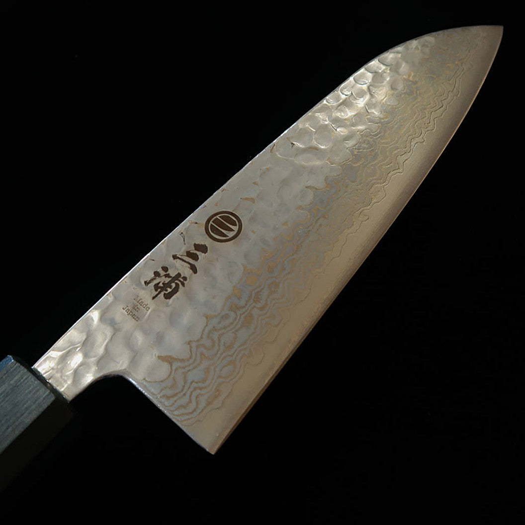 Miura Santoku Gingami No.3 Damas Blanc Tsuchime, Manche San-ai (165 mm)