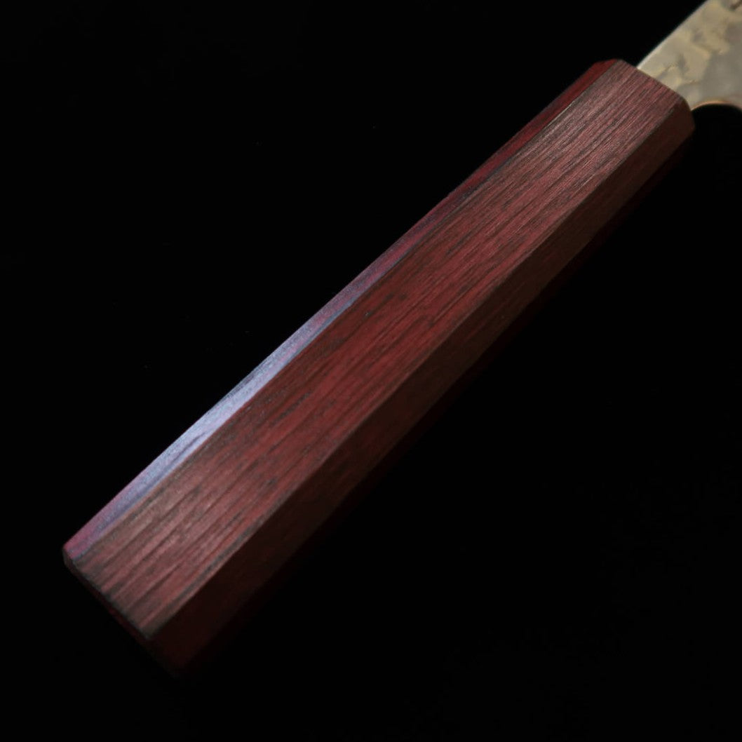 Miura MIURA Santoku Gingami #3, Damasco branco, martelada, cabo “Sanmurasaki” (165 mm)