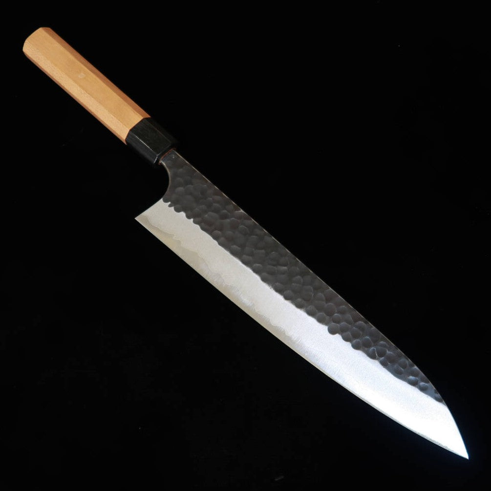 Masakage Koisu Gyuto - Aogami Super Steel, Hammered Finish, Black Iron, Paulownia Octagonal Handle (210/240mm)