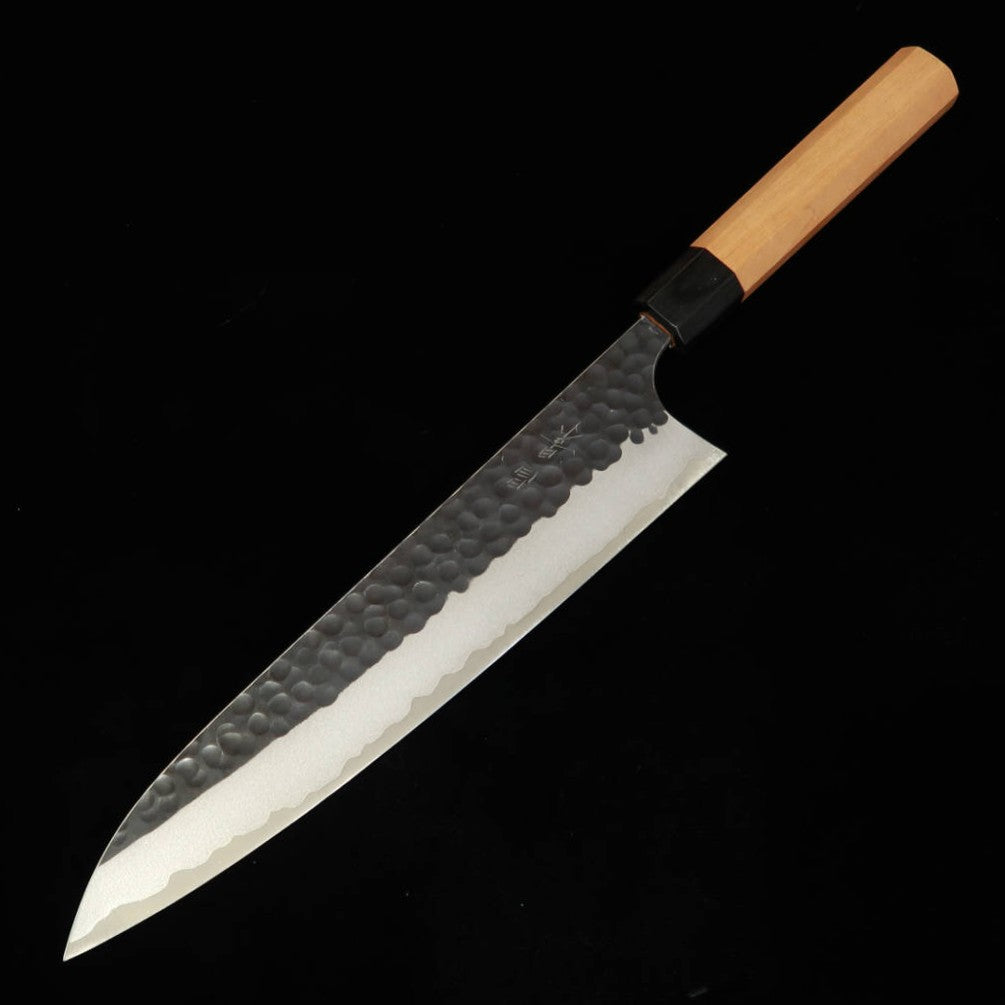 Masakage Koisu Gyuto - Aogami Super Steel, Hammered Finish, Black Iron, Paulownia Octagonal Handle (210/240mm)