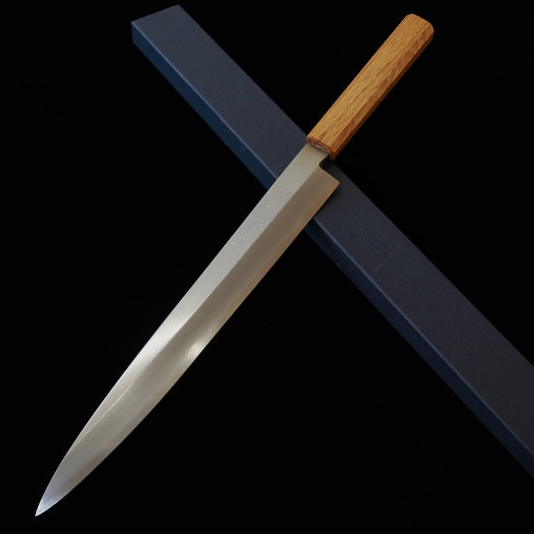 三浦 MIURA 柳刃 白紙二号 本霞 樫八角漆塗柄 左利き用（270mm）