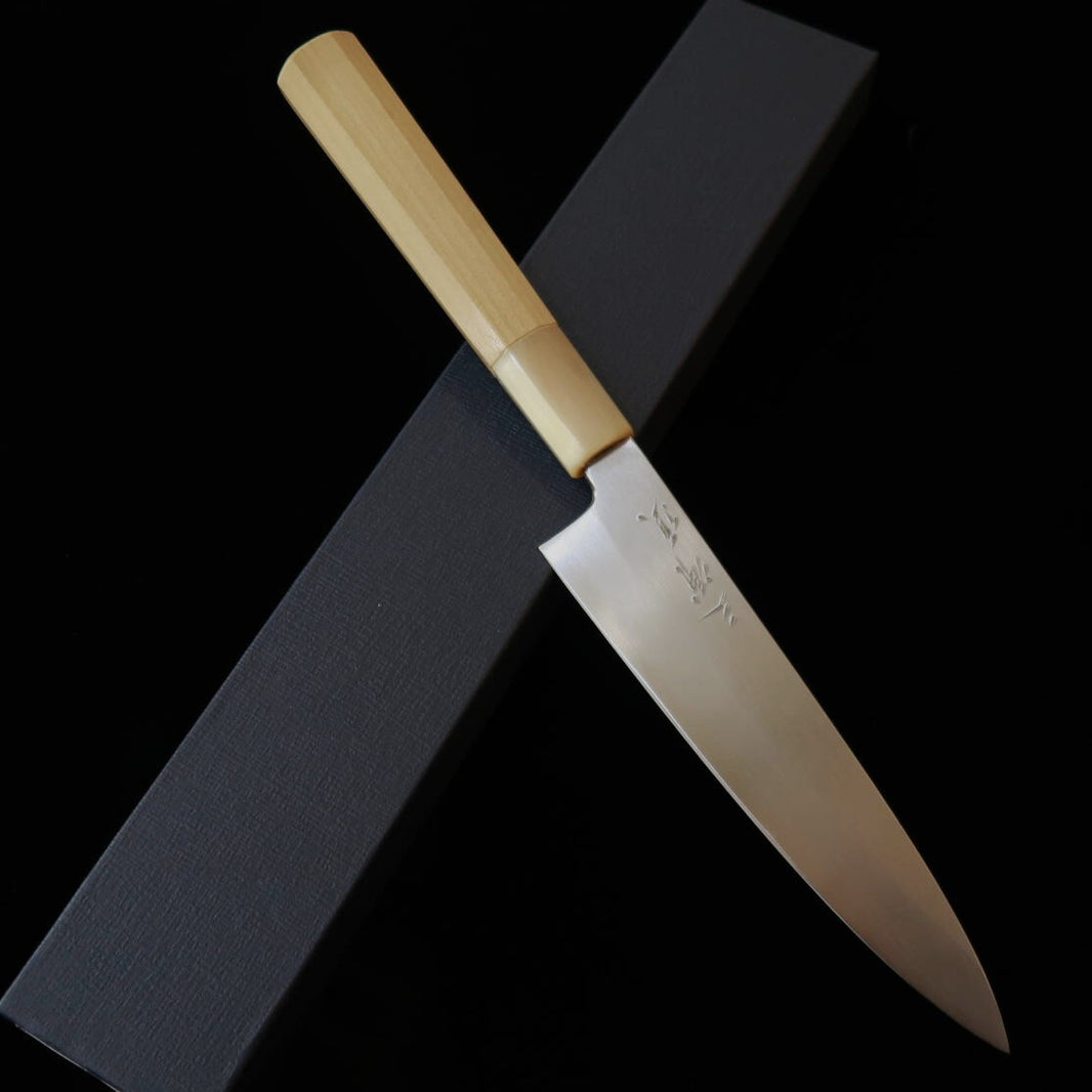 MIURA Itadaki Giichi Tanaka petty Shirogami #2 cabo octogonal em magnólia com virola em chifre de búfalo (150 mm)
