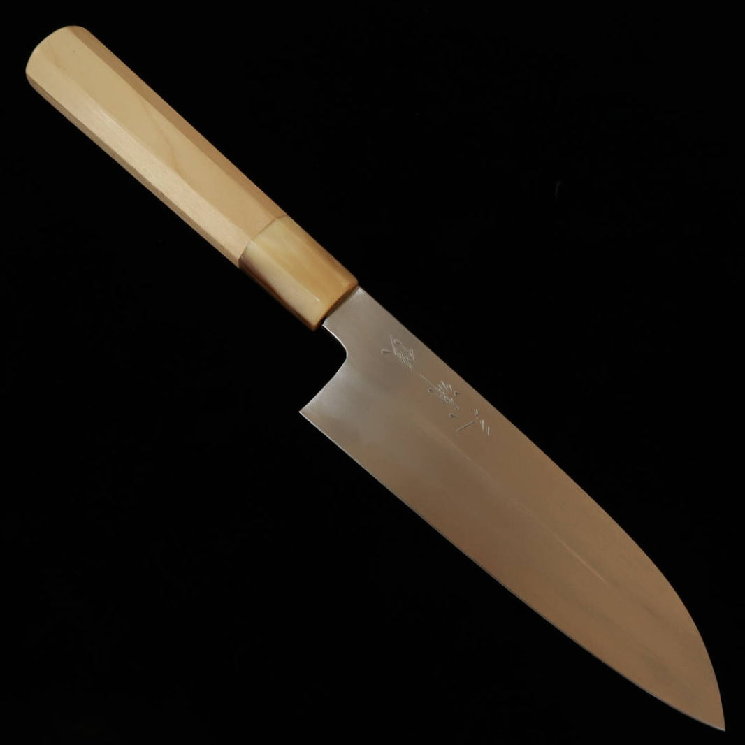 Miura Itadaki, por Yoshikazu Tanaka, Santoku, aço Shirogami #2, cabo octogonal em magnólia com búfalo (180 mm)