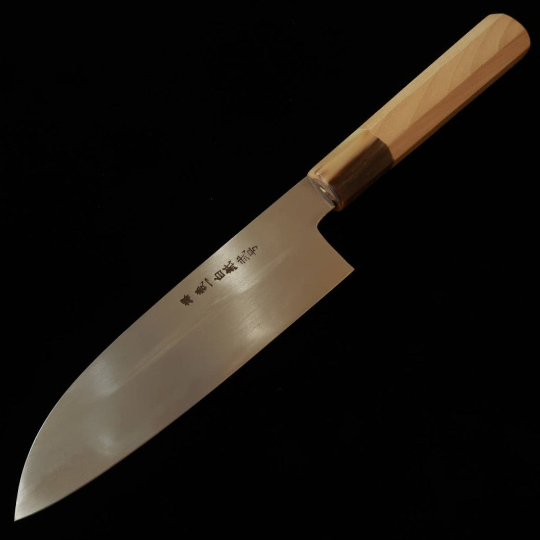 Couteau Santoku Miura Itadaki, Acier Shirogami 2, Manche Octogonal en Magnolia et Corne de Buffle (180 mm)